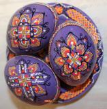 3 Wooden Ukrainian Handpainted Easter Eggs on Plate,Hand Painted ukrainian pysanky Eggs with the same plate